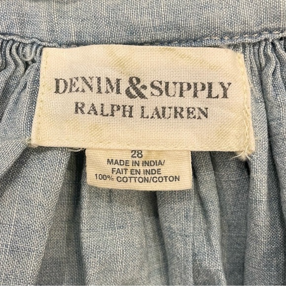 Denim & Supply Ralph Lauren Chambray Mini Skater Skirt Embroidered Blue NWT. - Picture 8 of 13